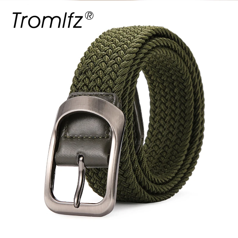 Tromlfz New Woven Stretch Men's Belt Knit Buckle Adjustable Ladies Canvas Casual 10 Colors | Аксессуары для одежды