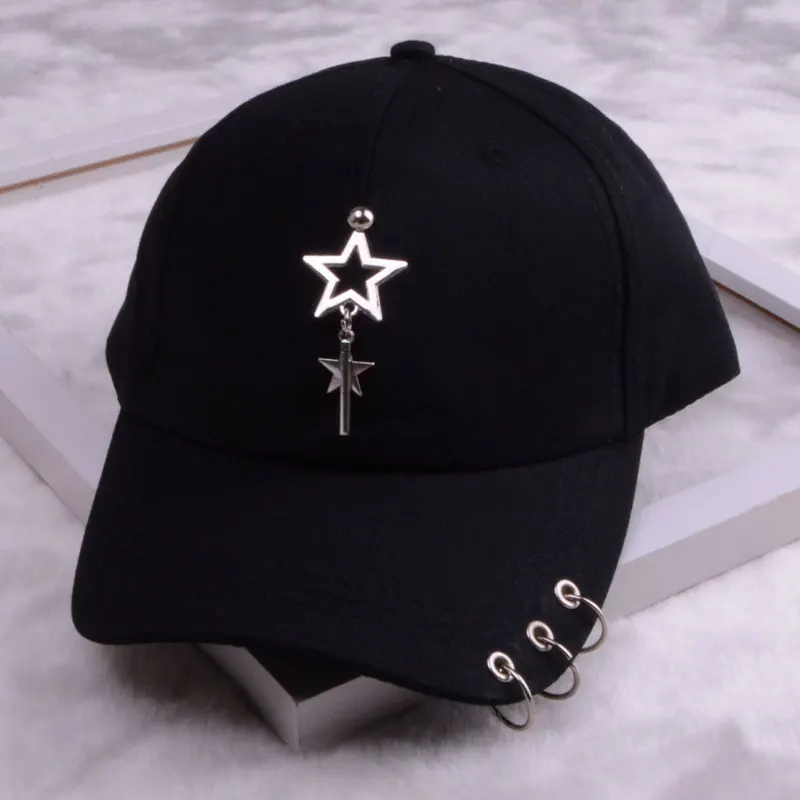 2 star black Бейсбольная кепка с кольцом для папы, шапки для мужчин и женщин, бейсбольная кепка для женщин, белая черная бейсболка, Мужская кепка для папы - Цвет: 2 star black