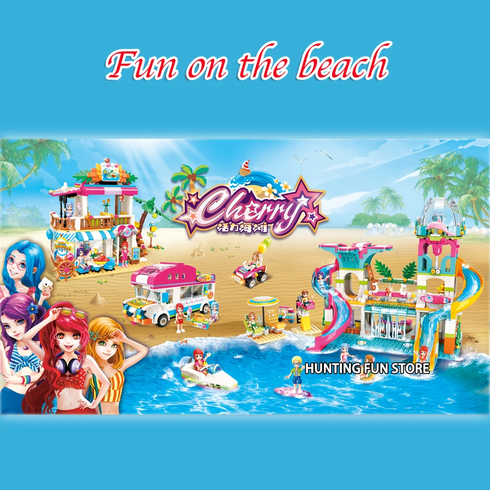 Подходит для друзей Cherry Beach морепродукты набор для ресторана в байкерском стиле дерево фигурки поделки Обучающие строительные блоки игрушки для девочек Подарки На Рождество