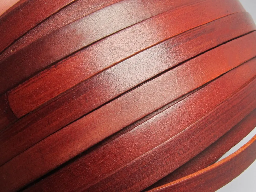 

10mm Distressed leather 10x2mm genuine leather cord Ancient brown