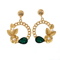 2018 europe crystal flower big round circle hoop earrings rhinestone trim pearl earrings for women party gift