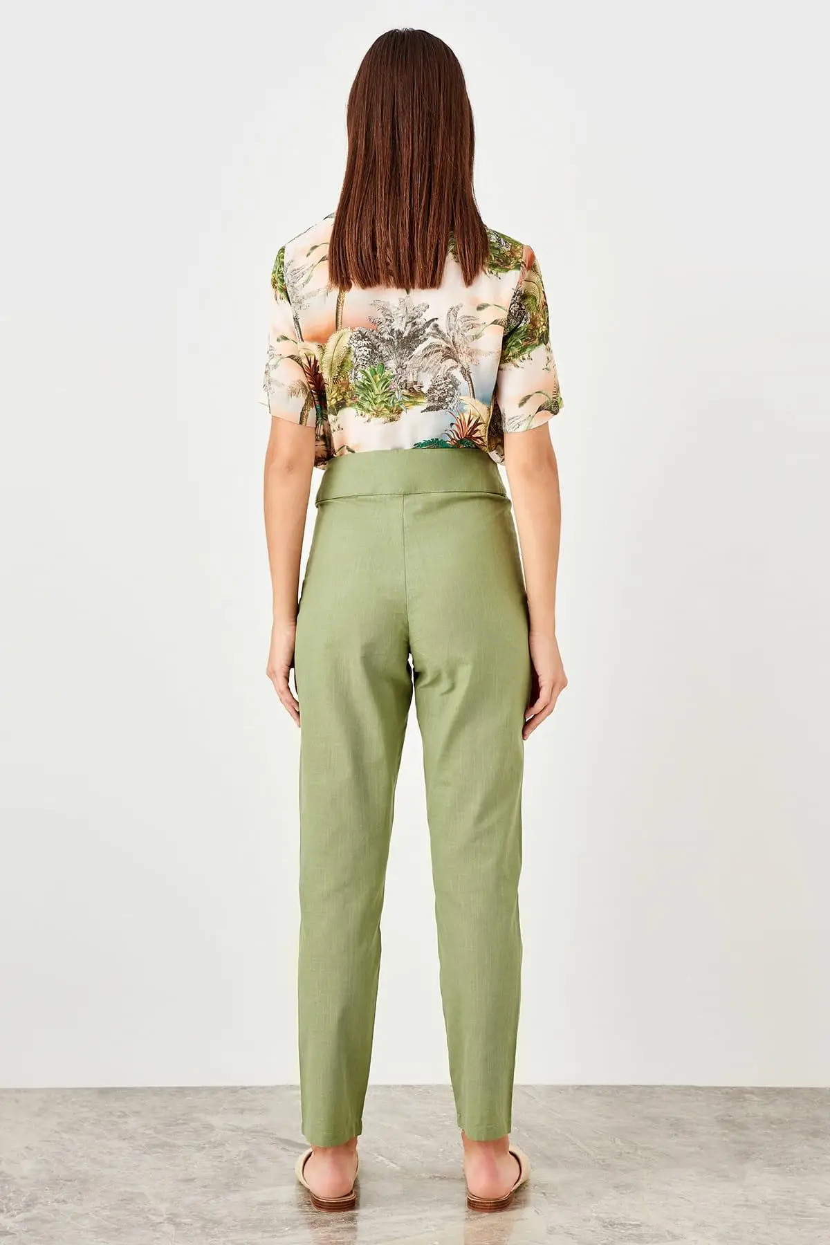 Trendyol Khaki Belt Detaylı Pants TWOSS19IE0113