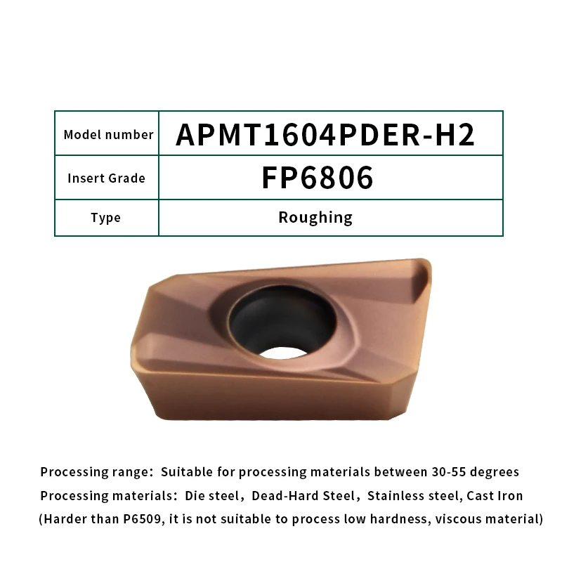 APMT1604PDER-H2-6806 FivePears 10 шт. APMT1135/1604PDER-H2 M2 TT твердосплавные вставки лицо мельница Фрезерный резак с ЧПУ инструмент - Длина режущей кромки: APMT1604PDER-H2-6806