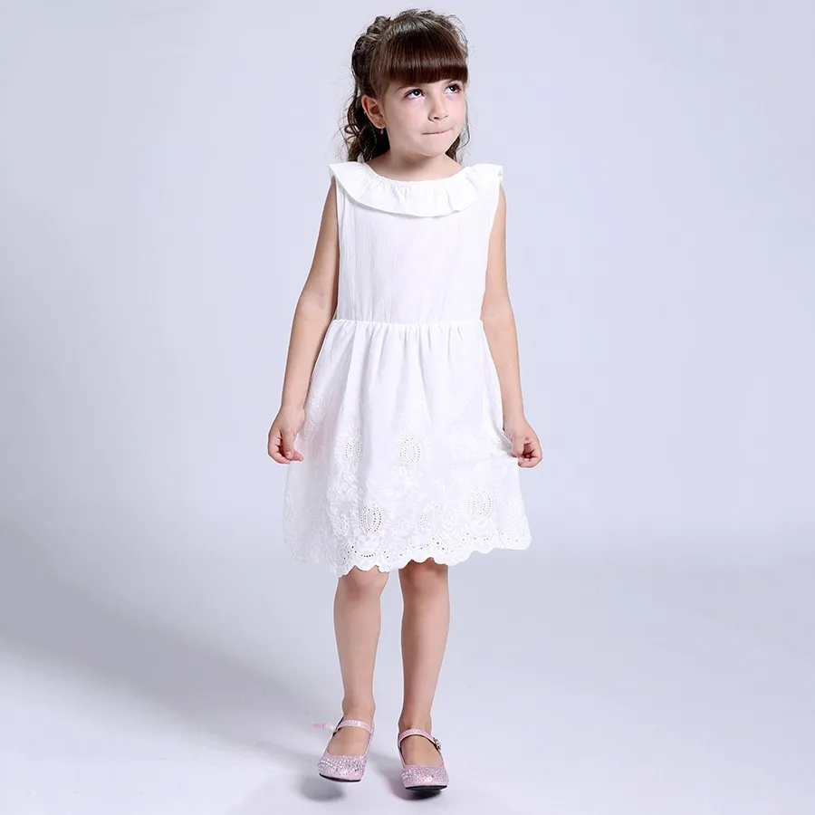 BanKu Summer clothes Children's Clothing girl Simple white vest Dresses baby Embroidery Bow dress 2T 3T 4T 5T 6T | Детская одежда и
