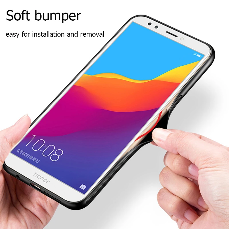 Чехол для Huawei Honor 7A Pro роскошный тонкий глянцевый закаленное стекло силиконовая