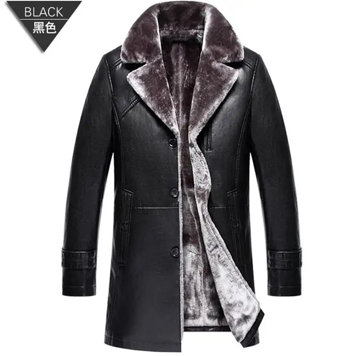 

M-3XL Горячая/Зимняя Мужская Новая мода среднего возраста шуба куртка с отворотом pu кошелек