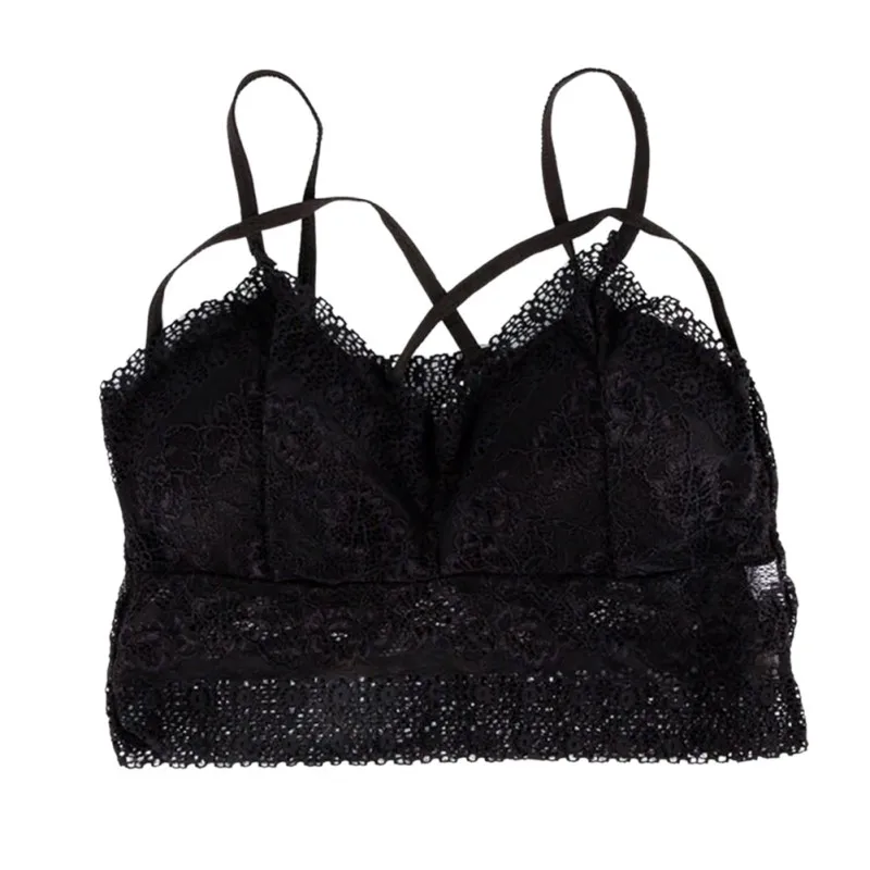 Сексуальный кружевной бюстгальтер с полным покрытием однотонный перекрестной