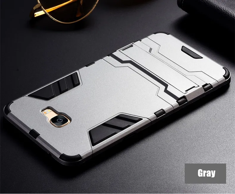 Gray Чехол для samsung C9 Pro Чехол Мягкий силиконовый Жесткий чехол из поликарбоната для samsung Galaxy C9 Pro чехол Роскошный противоударный защитный чехол - Цвет: Gray