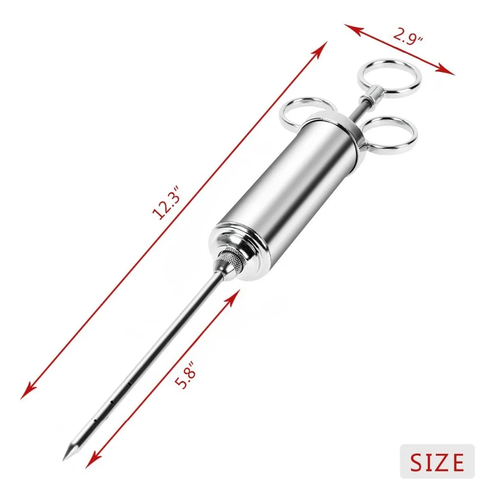 2 унции маринад инжектор Нержавеющая сталь 304 FDA Уровне для Турции стейк мясо