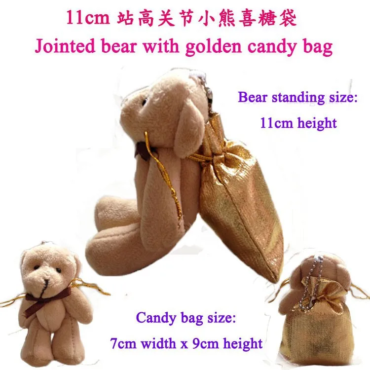 Одна штука Золотая сумка с медведем в коричневом цвете Сувениры Конфеты Подарки