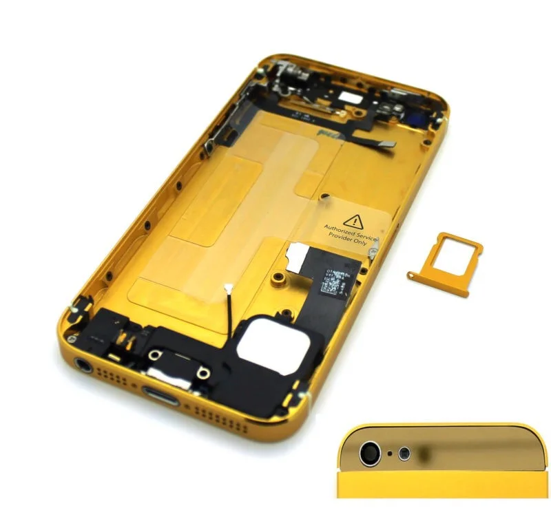 Для iPhone 5 золотых / белый стекло сплав металлов задняя крышка корпуса в сборе