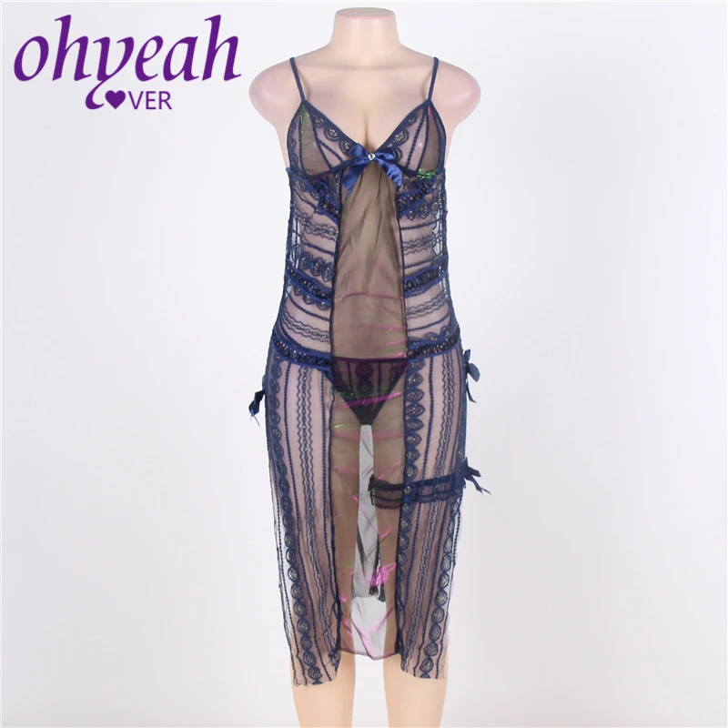 Ohyeahlover модное порно Нижнее белье длинное прозрачное женское Платье с боковыми