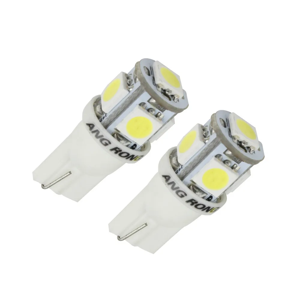 ANGRONG 10 шт. T10 лампы 5 SMD 5050 Светодиодные Автомобильные Боковые ксенон белый W5W 501
