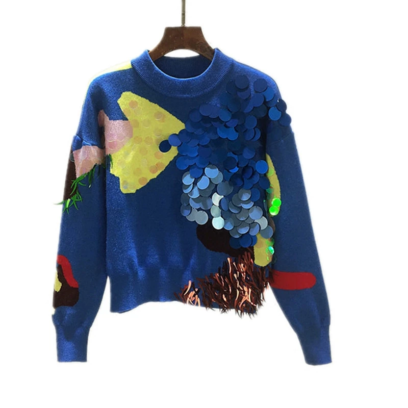 2018 Зимний новый модный женский пуловер большого размера с длинным рукавом и