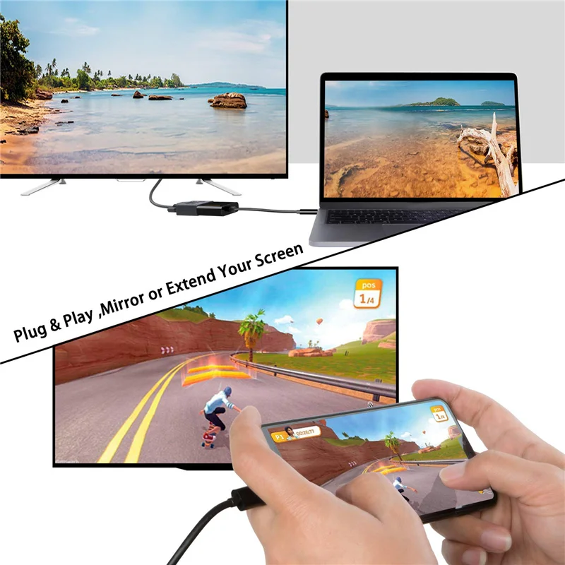 USB-C к DVI Type C (совместим с Thunderbolt 3) адаптеру совместим MacBook 12 дюймов Chromebook Pixel Dell XPS 13/15