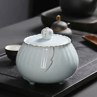 porcelain tea caddies chinese ceramic canister small holder for tea sealed tin