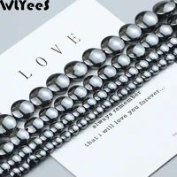 wlyees expand coin beads black natural hematite stone 4 6 8 10mm flat round loose beads for diy jewelry necklace bracelet making