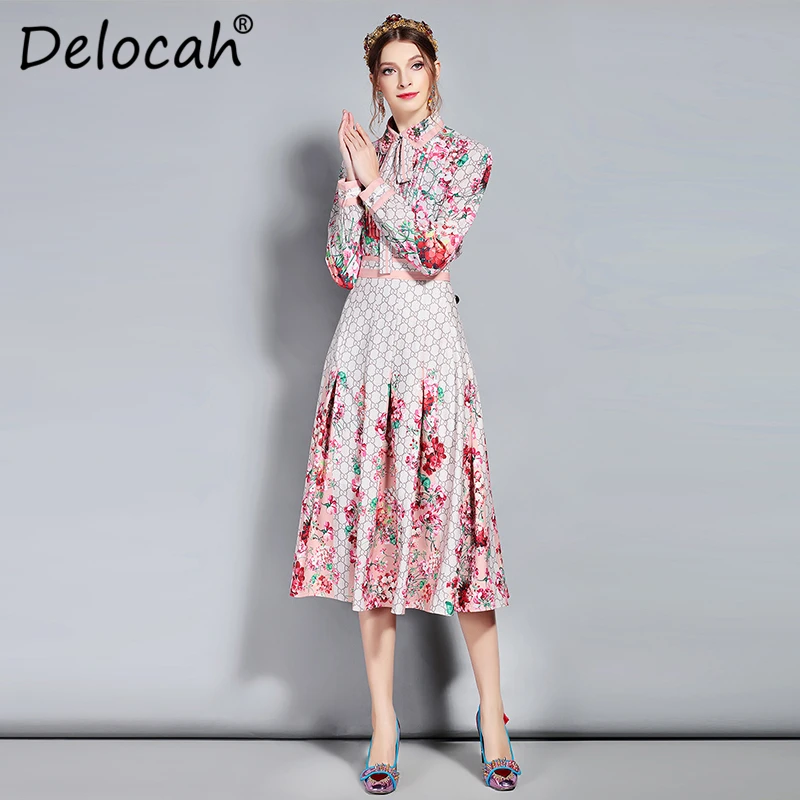Delocah/Весенний модный Дизайнерский Костюм комплект женских блузок с длинными