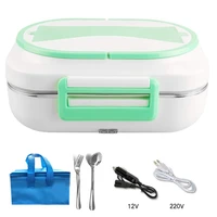 portable 12v 220v car office electric heating lunch box meal heater food warmer storage container stainless steel bento box kids