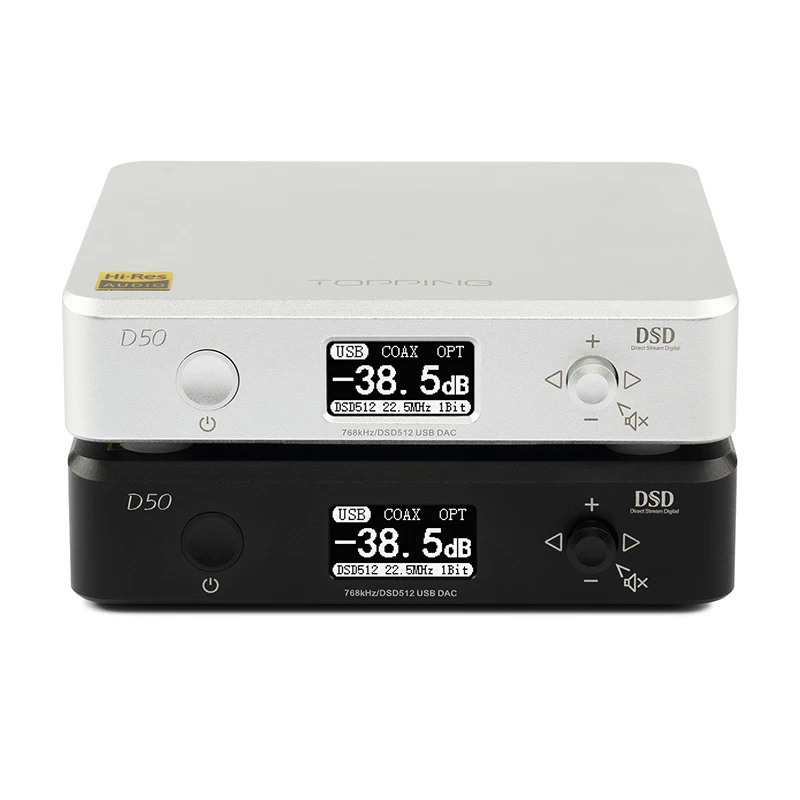 TOPPING D50 HIFI аудио декодер ES9038Q2M * 2 USB DAC DSD512 32 бит/768 кГц черный серебристый высокое