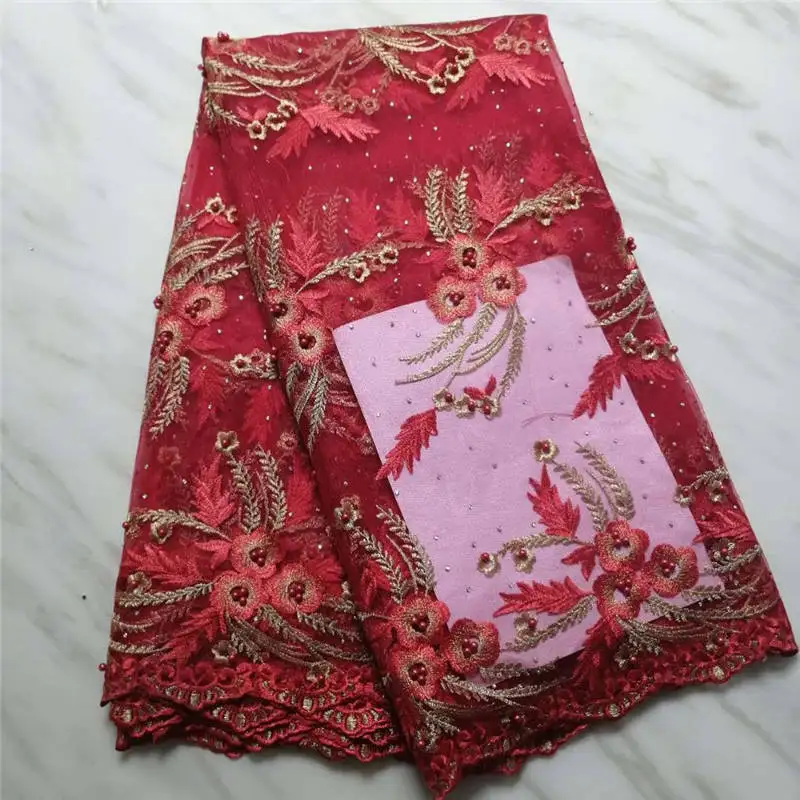 African tulle lace fabric multi color design pink embroidered new coming nigerian french net juan | Дом и сад