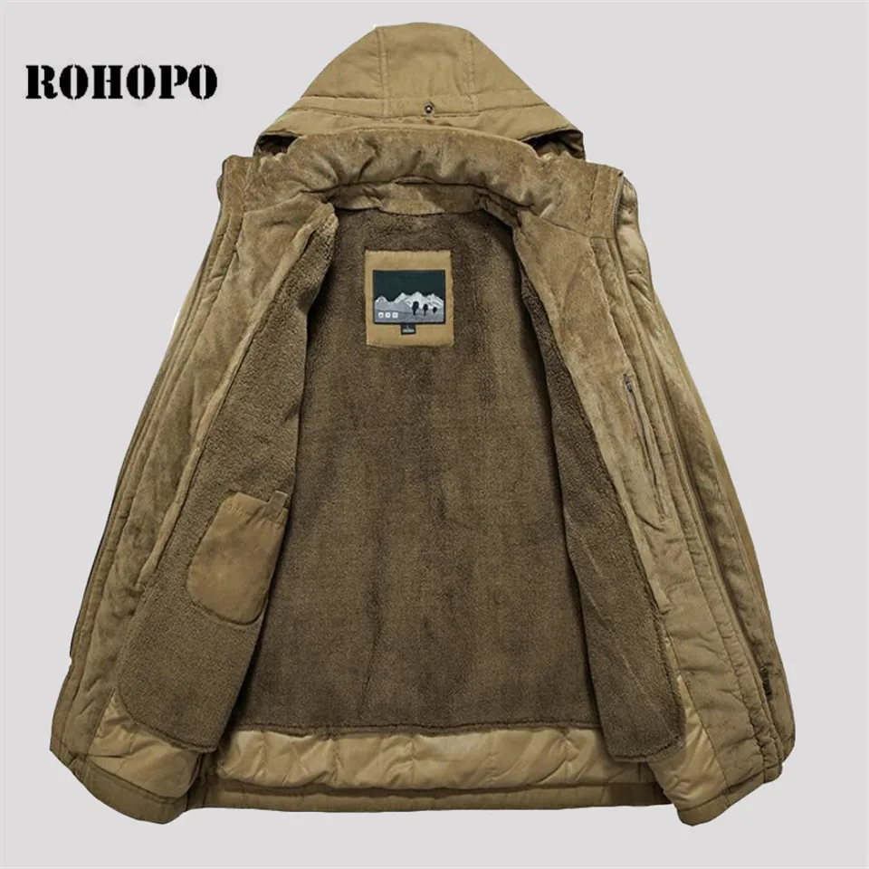 Мужские парки ROHOPO теплая Повседневная хлопковая парка в стиле милитари Мужская