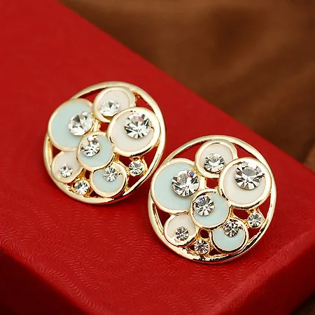 Korea E577 Fashion Color crystal Circle Round with flower Ear Nail Korean hot sale stud earring | Украшения и аксессуары