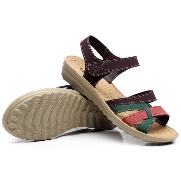B-Sandals/Женская обувь; летние плоские сандалии женские сандалии на липучке; обувь; коллекция года; модная кожаная обувь; Sandalias Mujer