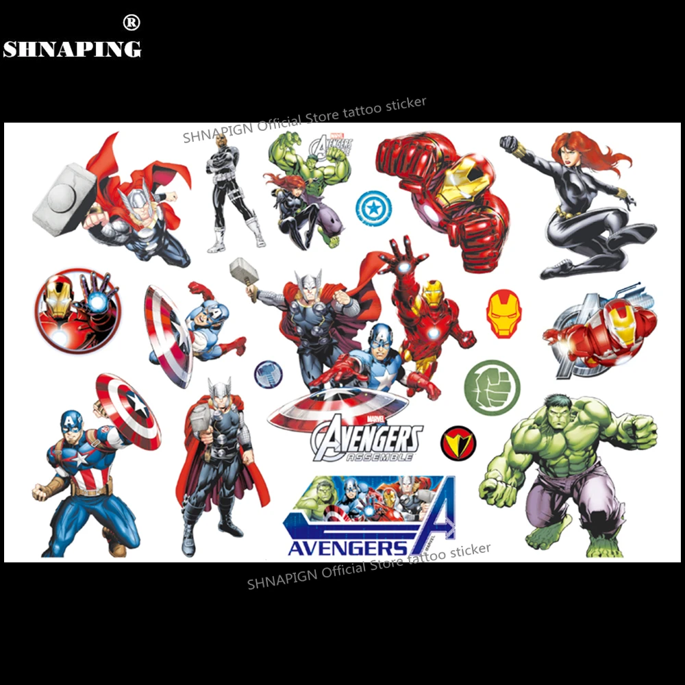 SHNAPIGN милый Халк детские Мультяшные Временные татуировки стикеры модные летние