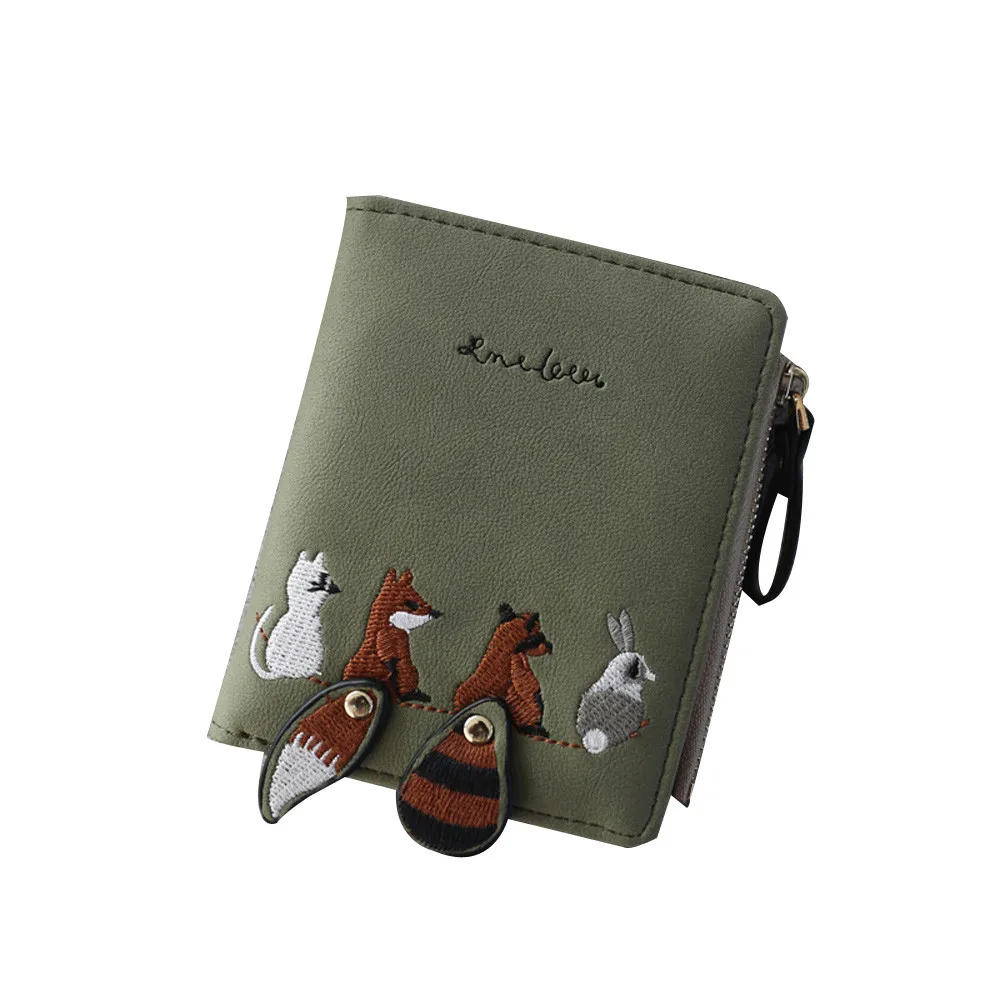 Fashion Women's Wallet Lovely Cartoon Animals Short Leather Female Small Coin Purse Hasp Zipper Kid Card Holder For Girls | Багаж и