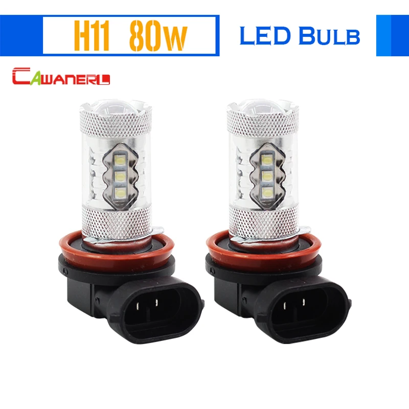 Cawanerl 2 X H11 80 Вт Светильник лампы 16 SMD 1800LM белые 6000K Автомобильные противотуманные