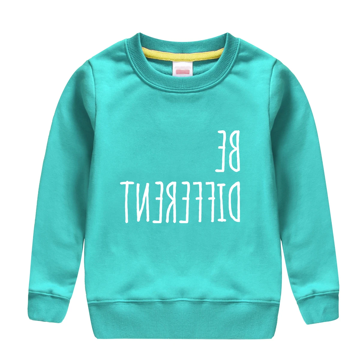 Be different/ г. Новая модная теплая хлопковая толстовка худи Топ для маленьких мальчиков и девочек, мягкий полувер, дизайн для детей от 4 до 13 лет, Детская футболка - Цвет: light green