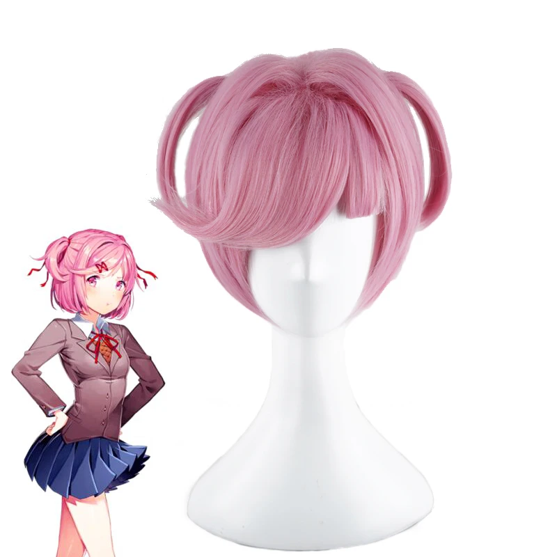 Shumeier игра DDLC Doki Literature Club Natsuki розовый короткий парик косплей костюм для Хэллоуина