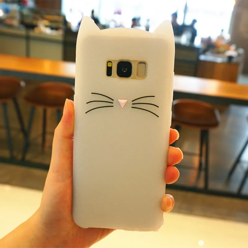 TPU Kitty Cat Ear Phone Cases For Samsung S6 S7 edge Soft Case Galaxy S9 plus Rubber Coque Cute Cartoon Back Shell for S8 | Мобильные