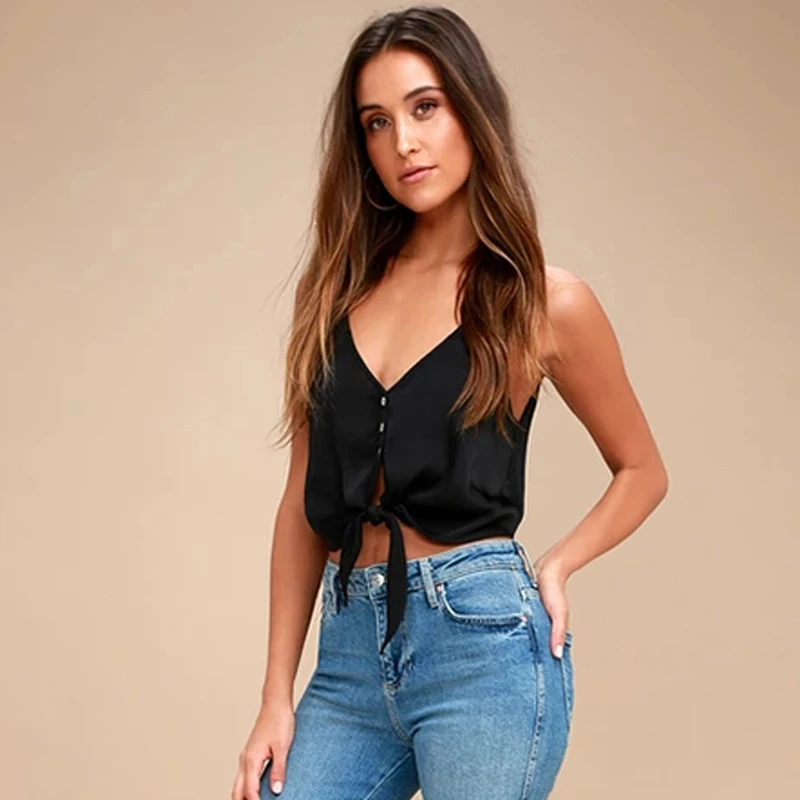 Сексуальный женский топ на пуговицах с глубоким v образным вырезом и бандажным