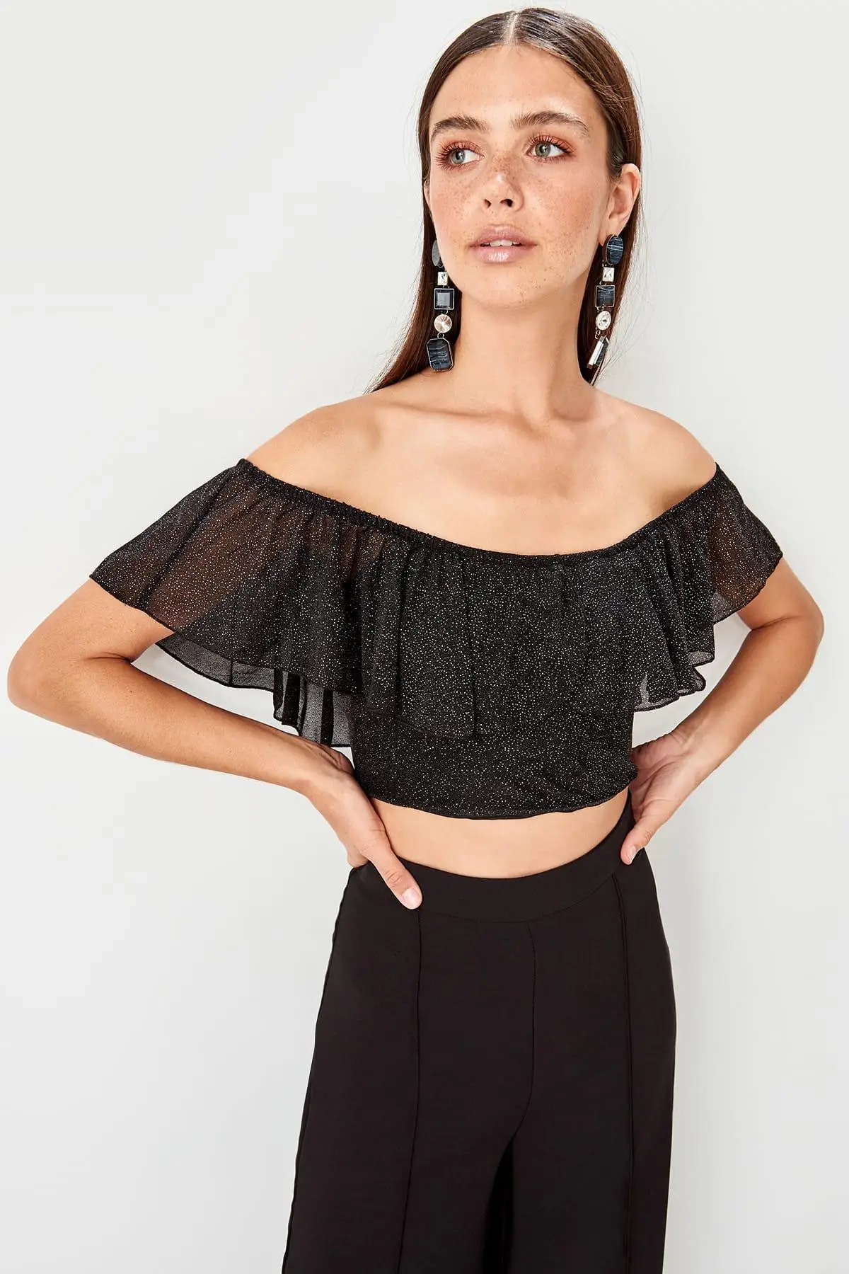 Trendyol черные Воланы Bluz TPRSS19SE0138 |
