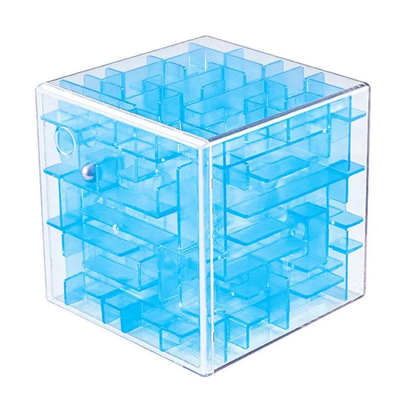 60MM blue 3D куб головоломка Лабиринт стальной шар игра игрушки чехол забавная игра для мозгов интеллектуальное улучшение баланса способность Развивающие игрушки для детей - Цвет: 60MM blue