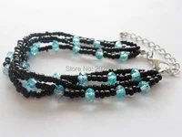 jewelry factory wholesale sales fashion trendy black beaded blue crystal bracelet