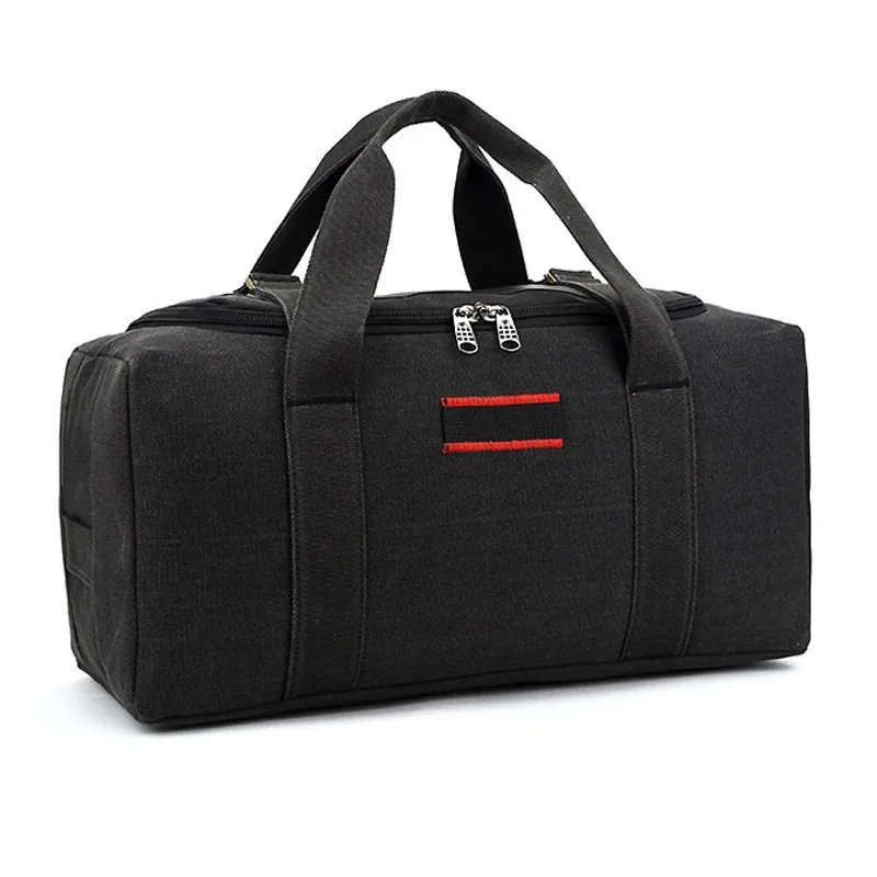 black large Холщовая дорожная сумка, сумка на выходные, Большая вместительная сумка на плечо, Мужская водонепроницаемая сумка-мессенджер, женская сумка для путешествий - Цвет: black large