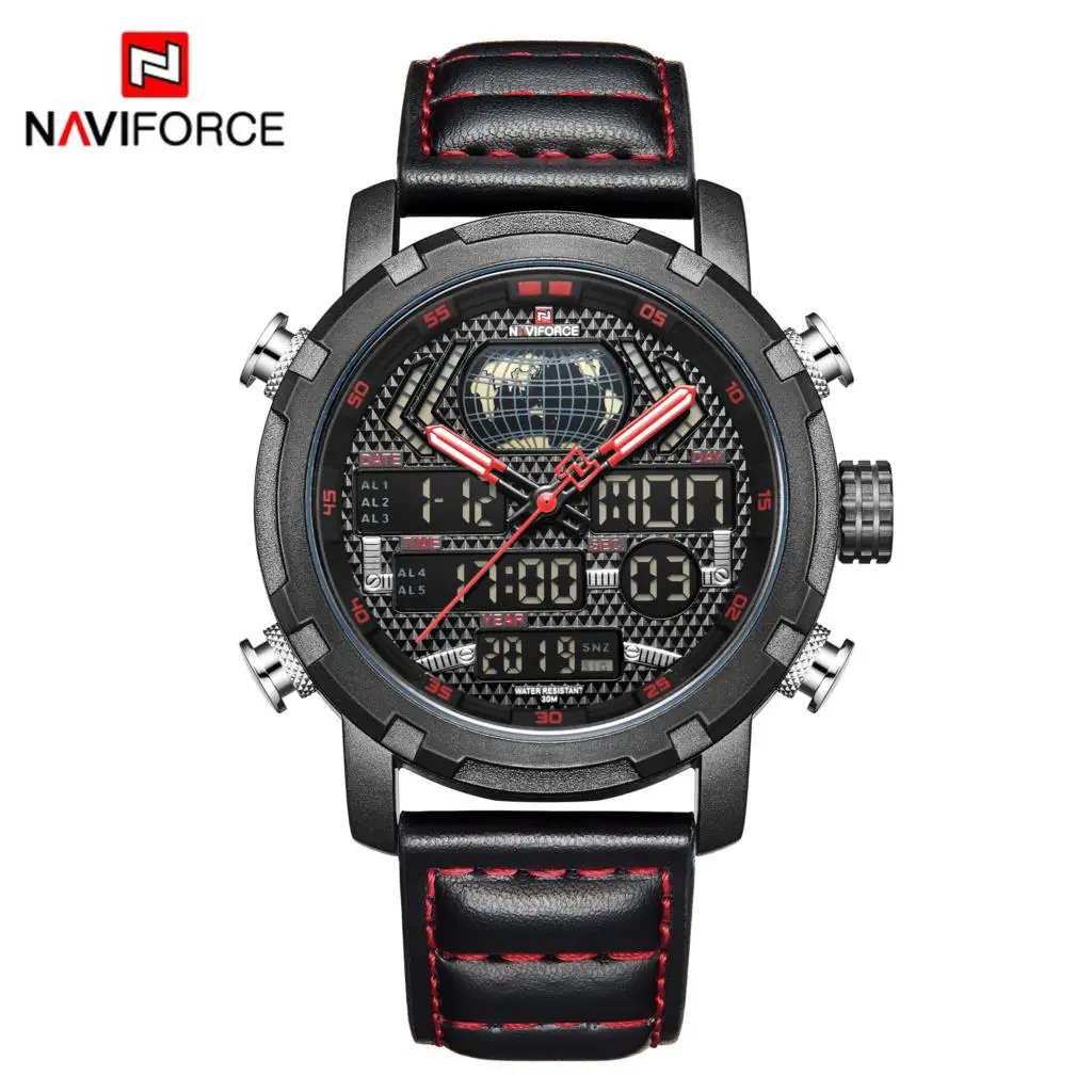 Новинка 2019 мужские модные спортивные часы NAVIFORCE водонепроницаемые кварцевые с