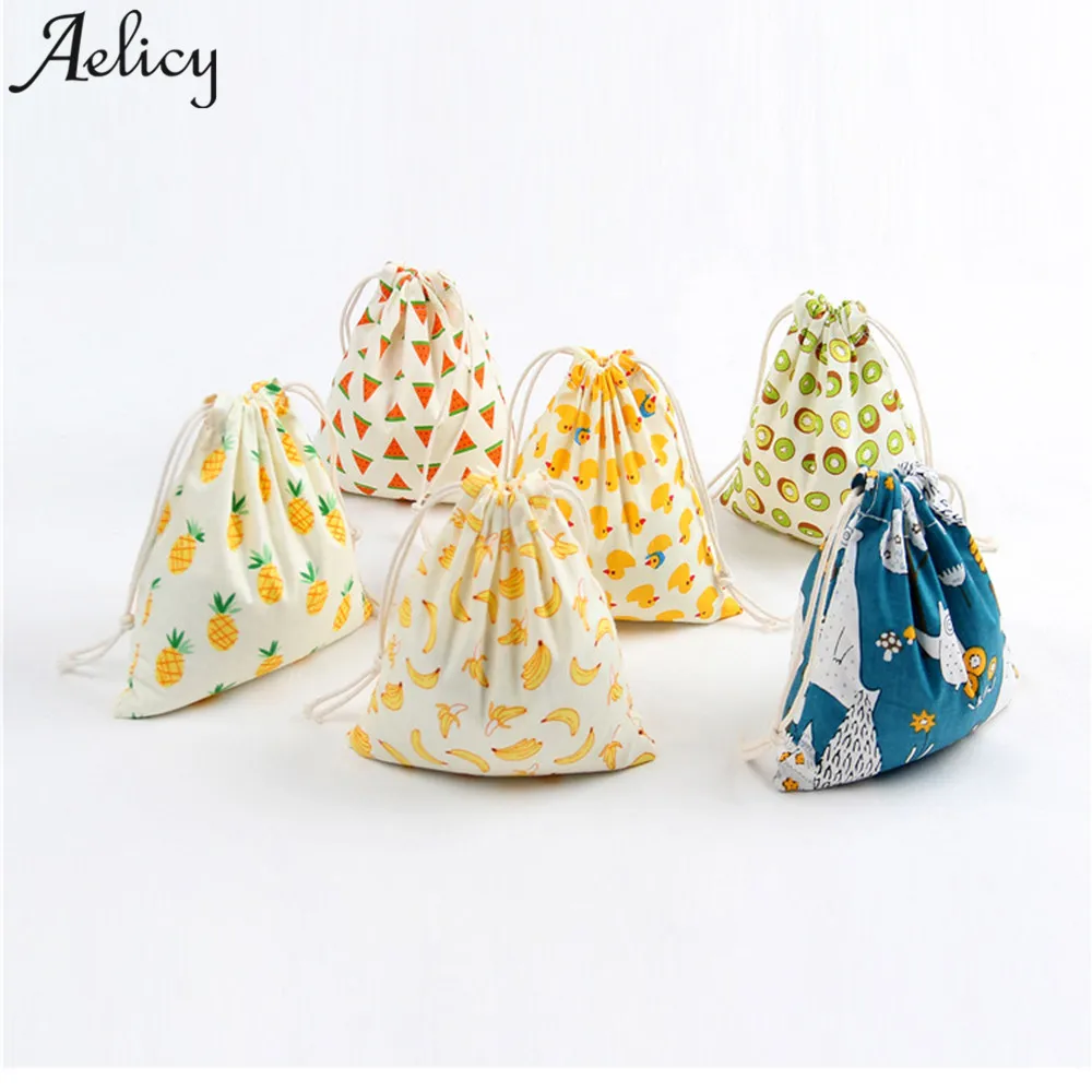 Aelicy сумка 2018 Женская и мужская Холщовая Сумка на шнурке с принтом льняная для