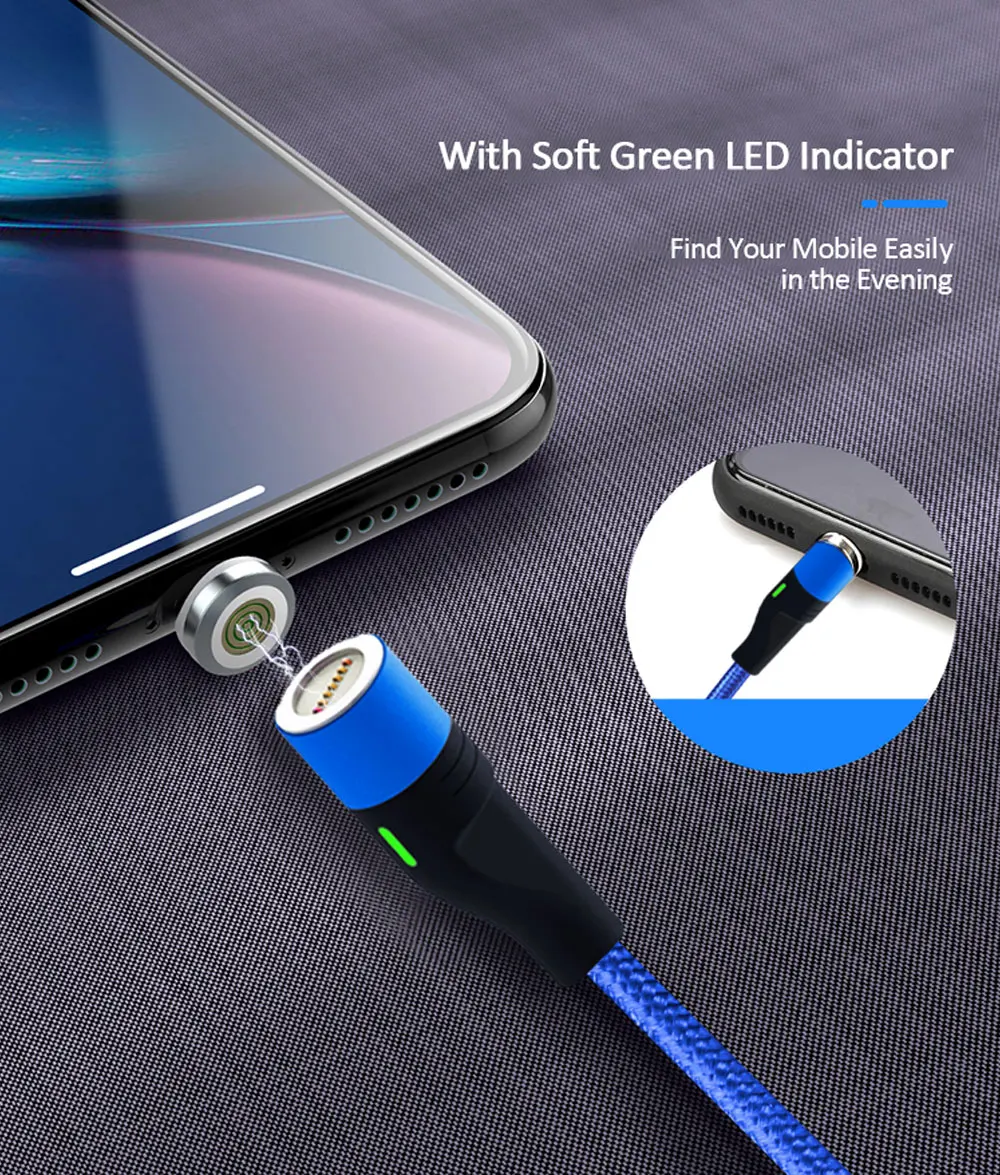 Магнитный USB кабель VOXLINK 1 м светодиодный для iPhone Xs 6 и USB TypeC кабель и Micro USB нейлоновая оплетка для samsung Xiaomi huawei LG USB C