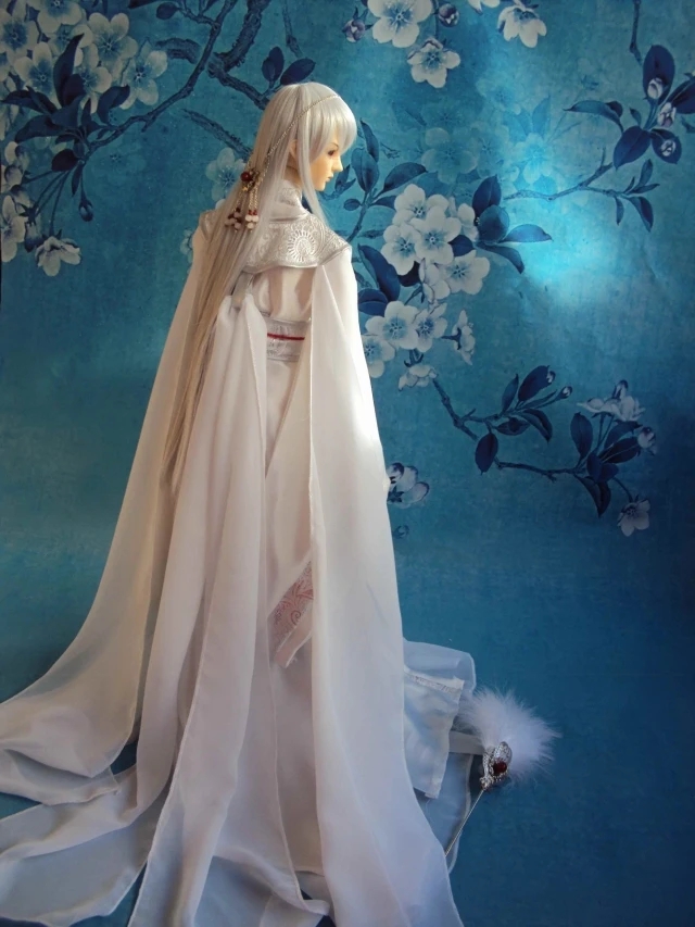 Костюм BJD белый лотос месяц без реквизит веер для 40-75 см высокий кукла