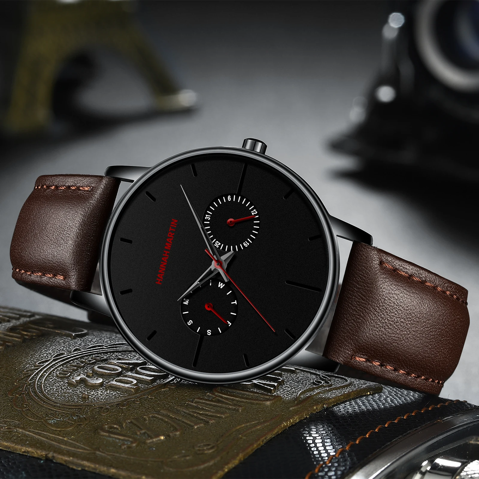 

Men Watch Ultra Thin Top Brand Luxury multifunction small dial leather strap Mesh INS Waterproof Wristwatches Relogio Masculino