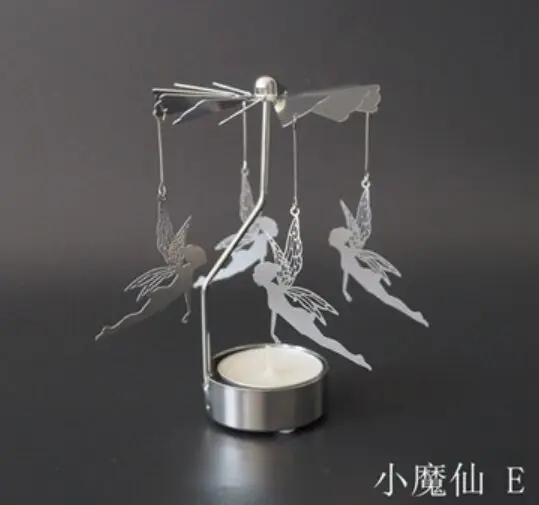 Elf or fairy Candlesticks Rotating Romantic Rotation Spinning Carrousel Tea Light Candle Holder Christmas Home Party Wedding Lighting Angel - Цвет: Elf or fairy