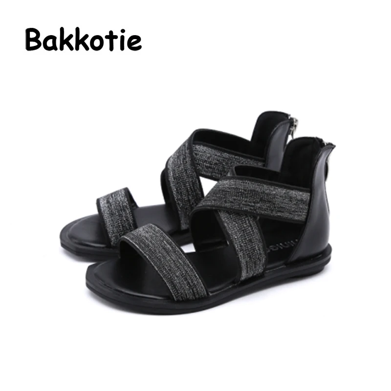 Bakkotie 2018 Лето Новые детские черный гладиатор сладкий сандалии малышей вечерние