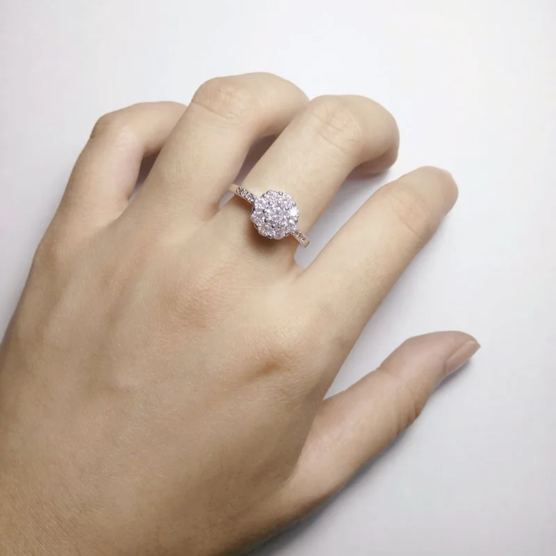 Amoreva 2017 Fashion CZ Flower Sterling Silver Wedding Rings Elegance Round Shape Finger Jewelry For Women Fine | Украшения и