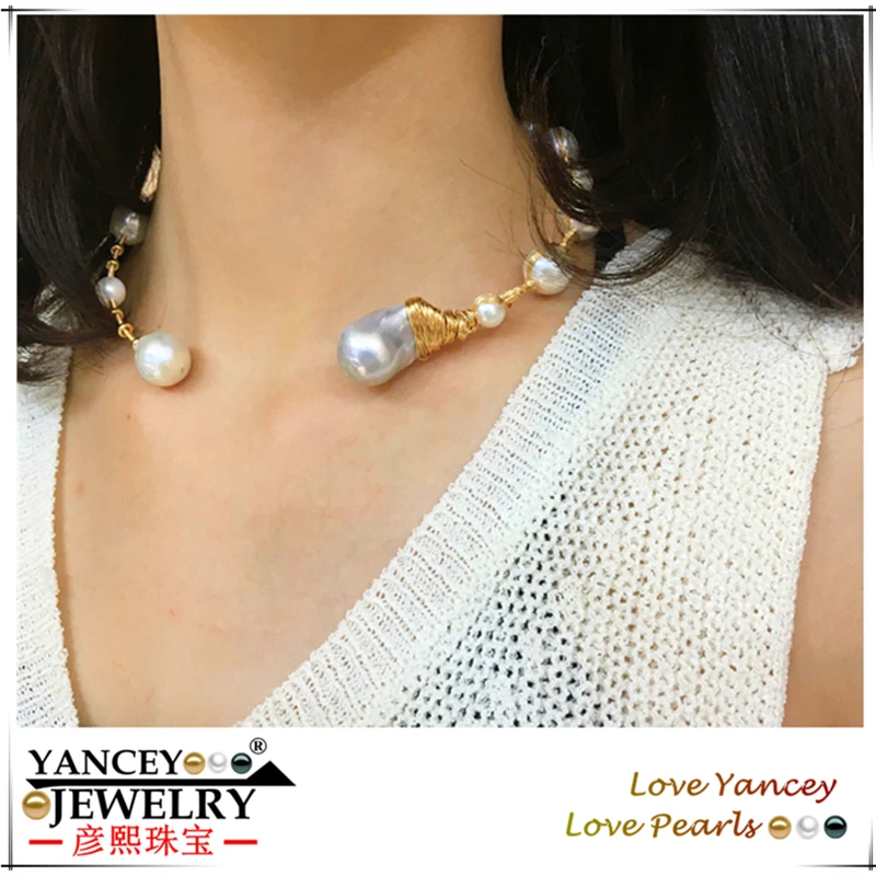 Женское жемчужное ожерелье с натуральным барочным жемчугом Изящные Ювелирные