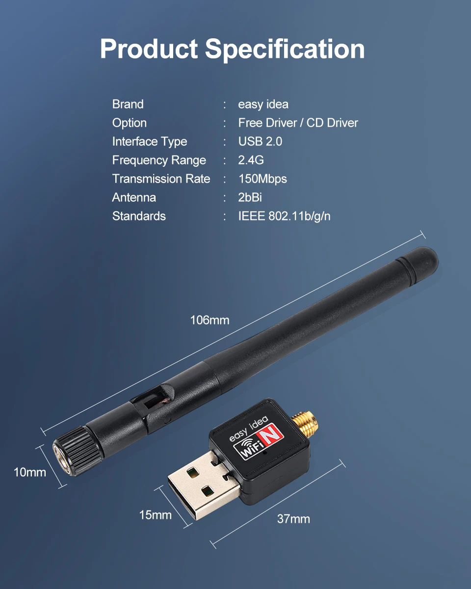 USB Wifi адаптер MT7601 Wi fi адаптер Wi-fi USB адаптер Бесплатный драйвер Ethernet Wifi ключ Lan сетевая карта Wifi приемник антенна