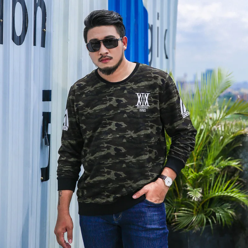 

Brand Men's Spring Autumn Long Sleeve Round Collar Camouflage T-shirt Casual Loose Fashion Male Clothing Plus Size 4xl-8xl